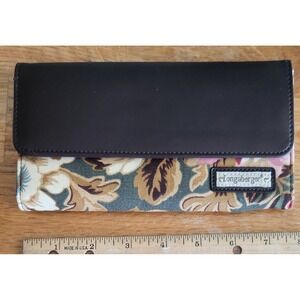 Longaberger Brown w/ Flower Green Brown Blue Pink Wallet Organizer